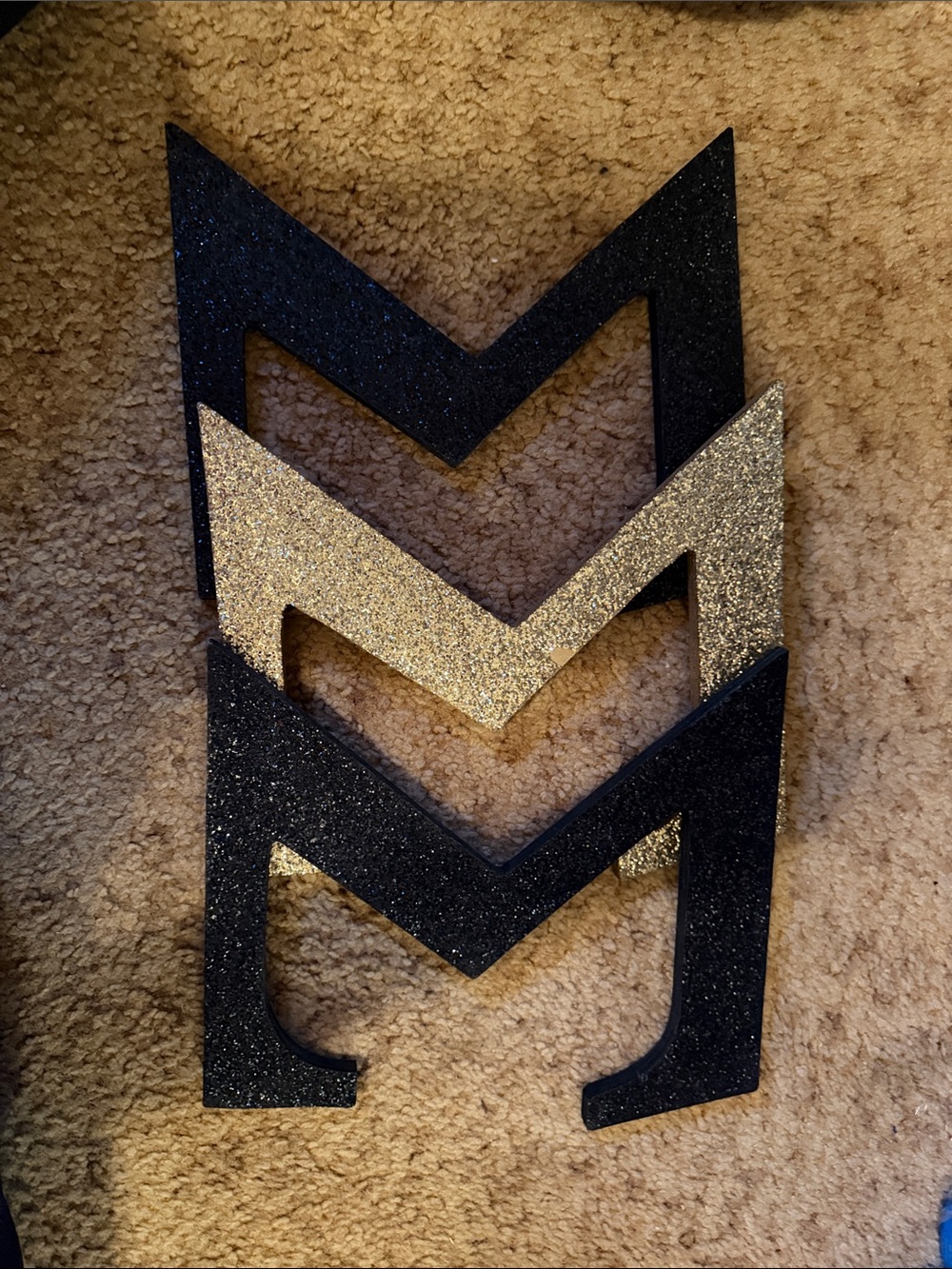 Glitter Chevron Wall Accent - Black and Gold